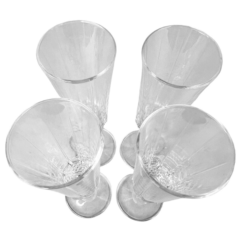 4 Clear Crystal St George American Heritage Fluted Champagne Flute Glass Set - Picture 6 of 8